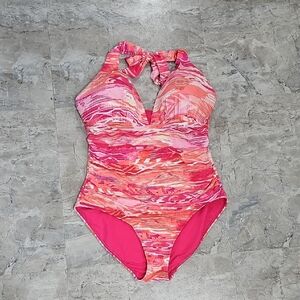 Ralph Lauren Vibrant Pink and Orange One Piece Swimsuit Size 14